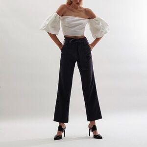 White Off the Shoulder Puff Sleeve Crop Top